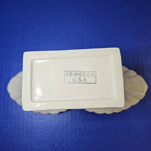 Abingdon White Double Cornucopia Flower Vase Made in USA - Picture 6 of 10